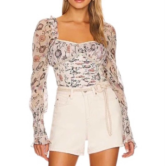 Free People Ivory Brunch Date Bodysuit in Ivory Combo New With Tags - Picture 10 of 10